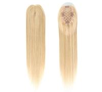 Human Thinning Hairs for Women No Bangs 3x5 Inch Monofilament Large Bases Clip In Topper Wiglets Top Hair Pieces 16 Inch Postiche Cheveux Femme(Golden Brown mix Bleach Blonde)