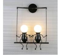 Humanoïde Créatif 2 têtes Noir Fer Lampe Murale Moderne Applique Murale Simple Lampe de Mur Art Déco Max 60W E27 Base - SMOTOP