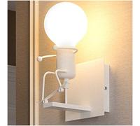 Humanoïde Créatif Applique Murale, Skateboard Enfants Lampe de Chevet Interieur Lampe Murale Métal Lampe Max 60W E27 pour Chambre à Coucher, Salon, Cuisine, Restaurant, Bar, Café, Couloir,Blanc