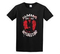 Humans are So Interesting Black T-Shirt Funny Top Tee Camiseta Short-Sleeve for Men Black M