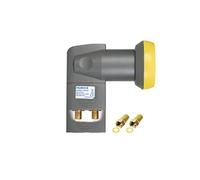 Humax Gold Twin LNB, digitales Satelliten Universal LNB mit LTE-Filter für 2 Teilnehmer INKL. Wetterschutzgehäuse und F-Steckern mit Dichtung für besten Satempfang in HD, Full HD, UHD, 4K und 8K