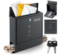 Humberg Boîte aux Lettres - Acier - Résistant aux intempéries - Verrouillable - Journal - 34 x 30,5 x 10 cm - Anthracite