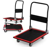 Humberg Chariot de Transport Pliable avec Poignée Charge 300 kg 90 x 87 x 60 cm Noir/Rouge