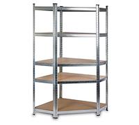Humberg Étagère de Rangement d'angle 2 en 1 180 x 90 x 40 cm avec 5 étages Charge maximale 500 kg