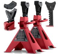 Humberg Lot de 2 chandelles d'essieu - Charge maximale : 3 tonnes - Hauteur de Levage : 260 à 400 mm - Acier Rouge