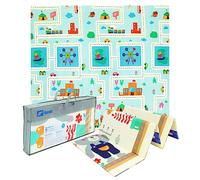 HUMBI Tapis de Jeu Bébé Ramper Tapis Pliable XPE Mousse Double Face Imperméable Extra Taille 200x180x1cm Tapis Bébé Tapis Antidérapant PortableI (Ours/Véhicules)