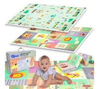 Humbi Tapis de jeu pour bébé Tapis d'éveil Mousse XPE pliable Double face Imperméable Taille 120x180x1cm Tapis Bébé Antidérapant Portable (Animaux/Streets)