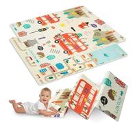 Humbi Tapis de jeu pour bébé Tapis d'éveil Mousse XPE pliable Double face Imperméable Taille 120x180x1cm Tapis Bébé Antidérapant Portable (Londres/Rues)