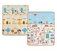 Humbi Tapis éducatif double face en mousse Streets Animals 150 x 100 x 1 cm pastel