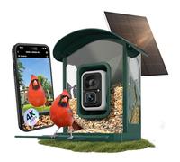 Humbirdy Mangeoire intelligente pour oiseaux avec caméra, vidéo et photo ultra HD 8 MP, lecture vidéo au ralenti, mise au point de 2,6 pouces, identification des espèces d'oiseaux AI, énergie solaire