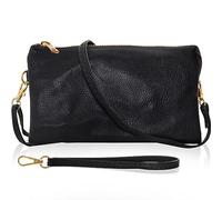 Humble Chic NY Cuir Végétalien Petit Sac À Bandoulière Ou D'embrayage Wristlet Sac À Main, Comprend Épaule Réglable Et Sangles De Poignet, Noir