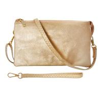 Humble Chic NY Cuir Végétalien Petit Sac À Bandoulière Ou D'embrayage Wristlet Sac À Main, Comprend Épaule Réglable Et Dragonnes, or Jaune, Métallique