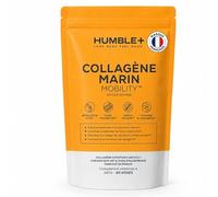 HUMBLE+ Collagène Mobility™ Naticol® x3Peptide - Curcuma - Orange - 340 g | Acide hyaluronique, vitamine C et cuivre - Peptides marins hydrolysés, 60 doses, 2 mois - Marque Française