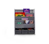 Humble Crew Bibliothèque et étagère de Rangement pour Enfants à 4 Niveaux, bibliothèque pour Enfants, étagère pour Livres, Blanc/Gris