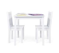 Humble Crew, Ensemble Table carrée et 2 chaises en Bois, Blanc