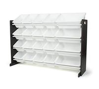 Humble Crew Étagère pour enfants, étagère et organisateur de jouets avec 20 boîtes de rangement, marron foncé/blanc