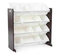 Humble Crew, étagère pour enfants, organisateur de jouets avec 12 bacs de rangement, expresso/blanc