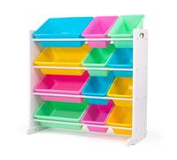 Humble Crew, étagère pour Enfants, Organisateur de Jouets avec 12 bacs de Rangement, Gris/Blanc