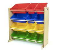 Humble Crew, Organisateur de Jouets avec 12 bacs de Rangement, Naturel et Multicolore