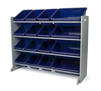 Humble Crew Organiseur de rangement de jouets surdimensionné avec 16 bacs amovibles, gris/bleu marine - Grand rangement de jouets pour les tout-petits idéal pour les chambres d'enfants, les salles de