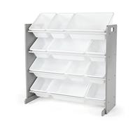 Humble Crew - Rangement en Bois pour Jouets pour Enfants, 12 bacs en Plastique, Gris et Blanc