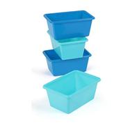 Humble Crew Toy Storage Bins for Kids, Set of 4, Navy/Teal, Small - Sturdy, Colorful Plastic Storage Bins for Classroom, Playroom, Nursery, and More - Premium Toddlers Toy Organizer Bins