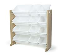 Humble Crew WO70526 Étagère pour Enfants - Organisateur de Jouets avec 12 Bacs de Rangement, Naturel/Blanc