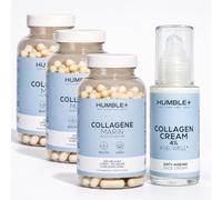 HUMBLE+ Pack Beauté In&Out Boost 3 Mois - Crème Collagène Marin 4% + 3 Collagènes Marins Ultra-Concentrés en Gélules - Routine Quotidienne - Marque Française