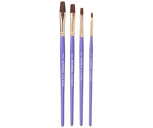 Humbrol Hubrol Lot de 4 Pinceaux Plats 3 mm, Violet, Tailles 3 mm, 5 mm, 7 mm, 10 mm