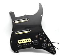 Humbucker Pickguard pour guitare électrique avec câblage Singlecut chargé pré-câblé SSH Pickguard SSH avec contrôle et plaque anti-rayures pour guitare Fender Strat (main droite noir)
