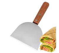 Humburger Turner Grattoir de barbecue en acier inoxydable avec bords biseautés et poignée en bois pour la cuisine