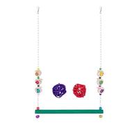 Humdcdy Balançoire pour poulailler avec clochette, jouets de poulailler avec 2 balles en rotin - Balançoire en bois, jouet pour perroquet pour enrichir le jeu, se reposer, volaille, poule, pinson