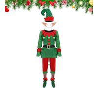 Humdcdy Costume d'aide du Père Noël pour | Robe de Noël festive à manches longues - Robe de cosplay pour cosplay, fête costumée, événements, théâtre, carnaval