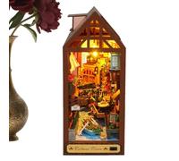 Humdcdy Kit de maison miniature, statue puzzle créative 3D en bois - Mini décoration de bureau à LED pour et adultes, chambre d'enfant, salle de jeux, salle de lecture, chambre à coucher