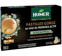 Humer Pastilles Gorge Cœur Liquide Manuka 15+ dès 12 ans x16 | Aaise la gorge Formule unique avec Guimauve huile essentielle d'eucalyptus 100% origine naturelle