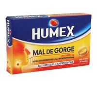 Humex Mal De Gorge Pastilles Lidocaïne Miel Citron 24 Pastilles