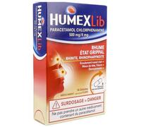HumexLib Paracétamol Chlorphénamine 500mg/4mg 16 Gélules
