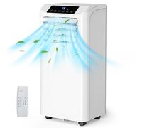 Humhold Climatiseur mobile 9000 BTU, unité AC 3-en-1 compacte 2,6 kW, refroidit jusqu'à 33 m², déshumidificateur et ventilateur, mode veille silencieux, minuterie 24 h, avec kit de fixation universel