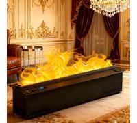 Humidificateur à brume d'eau - Flamme atomisée réaliste, télécommande et contrôle tactile, remplissage/vidange automatique, faible bruit, affichage du niveau d'eau pour la maison ou le bureau