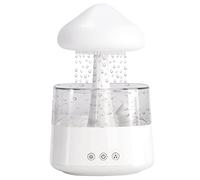 Humidificateur à nuage de pluie pour chambre à coucher et chambre d'enfant, diffuseur d'huile en forme de champignon avec LED 7 couleurs pouvant être utilisé comme veilleuse (Blanc)