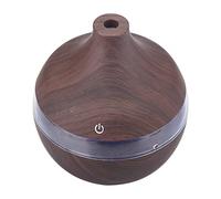 Humidificateur ABS Marron foncé, Humidificateur à Grain de Bois, Humidificateur LED 300 Ml, Humidificateur USB à Grain de Bois coloré, Veilleuse LED, Brumisateur pour Bureau,
