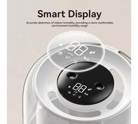 Humidificateur avec 6 réservoirs d'eau de 8 L alimentés par USB, double brume et paramètres de pulvérisation, veilleuse et affichage numérique pour une utilisation pratique en intérieur (blanc)