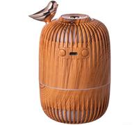Humidificateur compact de 280 ml avec contour d'oiseau et grain de bois, veilleuse 7 couleurs et double réglage de brume pour un confort intérieur (peu profond)