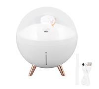 Humidificateur d'air 260 ml, motif ours de l'espace, en ABS avec veilleuse, mini diffuseur de brume rechargeable par USB, idéal pour la maison et les enfants. (Blanc)