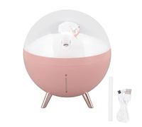 Humidificateur d'air de 260ml, ours spatial conçu en ABS avec veilleuse, Mini diffuseur de brume de chargement USB pour enfants à la maison (Rose)