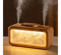 Humidificateur d'air de 600 ml, petit humidificateur domestique avec deux modes de pulvérisation et veilleuse réglable, humidificateur de montagne enneigée