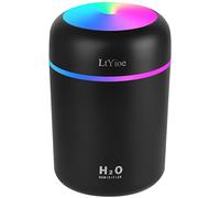 Humidificateur d'air LtYioe Mini Humidificateur Ultrasonique avec 2 Mode Brume Réglable, Arrêt Automatique et Veilleuse Colorée, USB Humidificateur Portable pour Auto Maison Bureau Chambre(Noir)