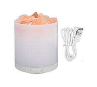 Humidificateur de Bureau en Pierre de Sel avec Diffuseur D'huiles Essentielles avec Veilleuse Colorée pour la Maison, la Chambre à Coucher, le Bureau, Blanc