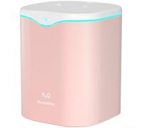 Humidificateur de capacité de 2 L avec double système de pulvérisation, répartition uniforme de la brume, fonctionnement silencieux et option d'alimentation USB pour une utilisation portable (rose)