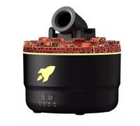 Humidificateur de fissures volcaniques à 7 couleurs avec fonction diffuseur d'arômes et minuterie d'arrêt automatique pour la maison, le bureau, les voyages (noir)